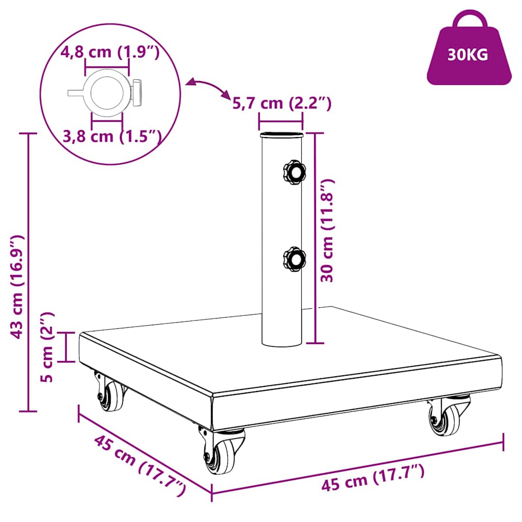 Napernyőtalp 30kg Fekete Gránit Négyzet