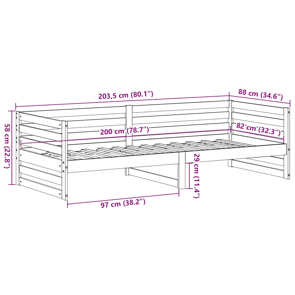 tömör fenyőfa heverő matrac nélkül 80 x 200 cm