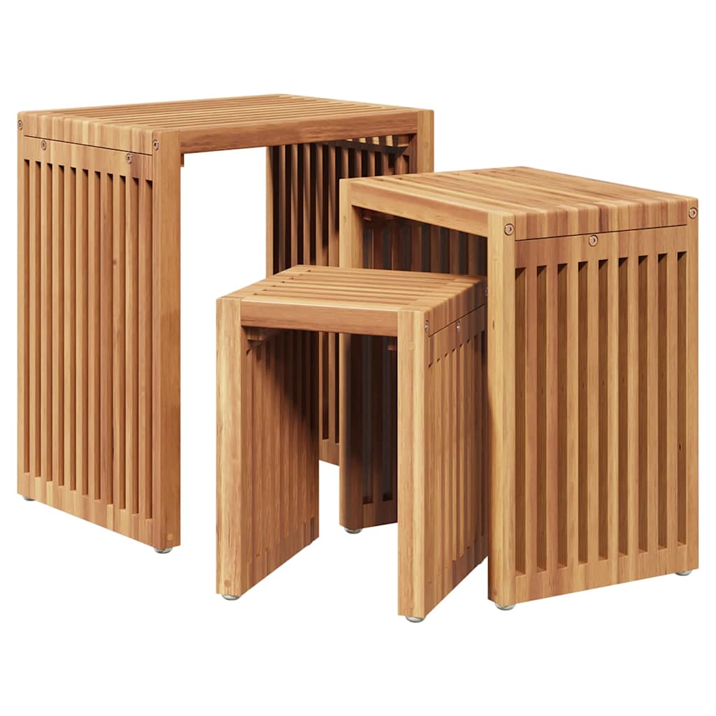 Kerti Oldal Asztal 3 pcs Barna 33 x 44,5 x 51 cm Tömör Teakfa