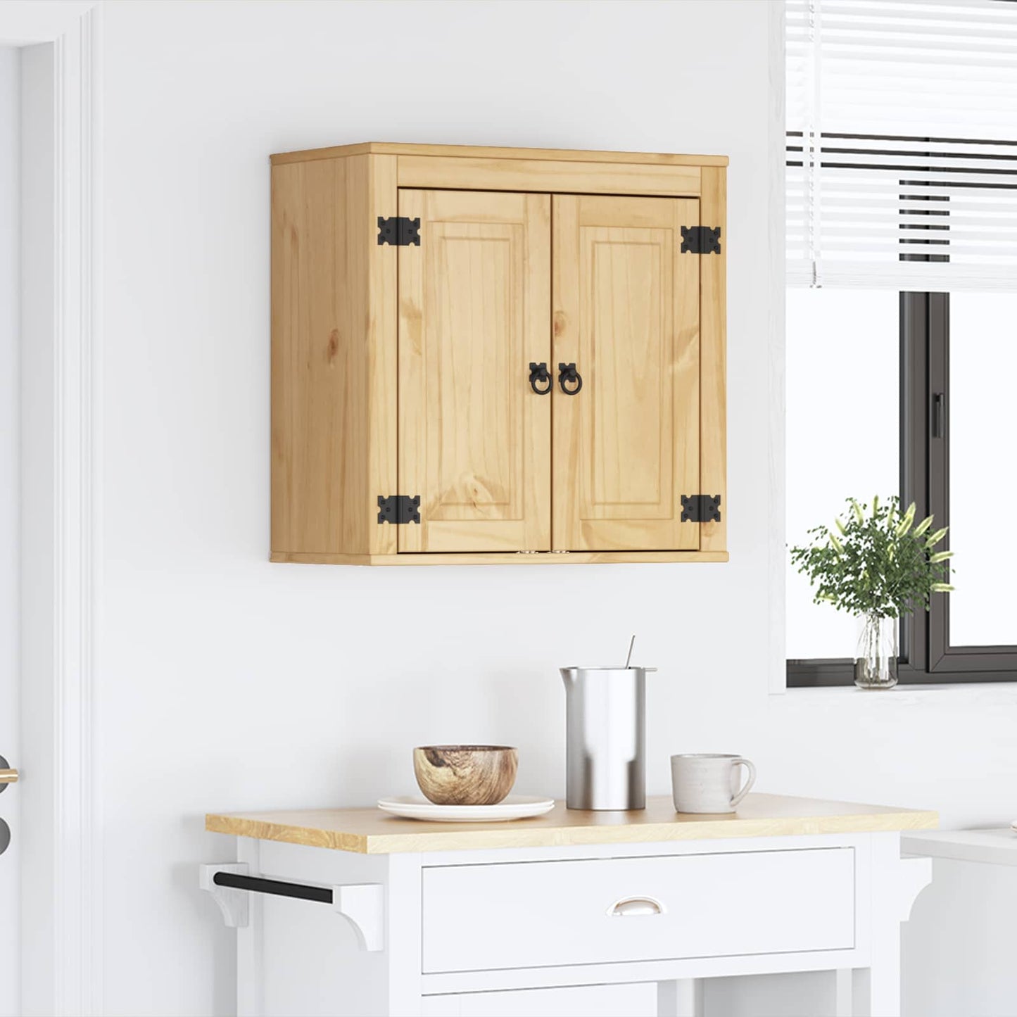 Cabinet SKI Mézes Barna 60 x 32 x 60 cm Tömör fenyőfa