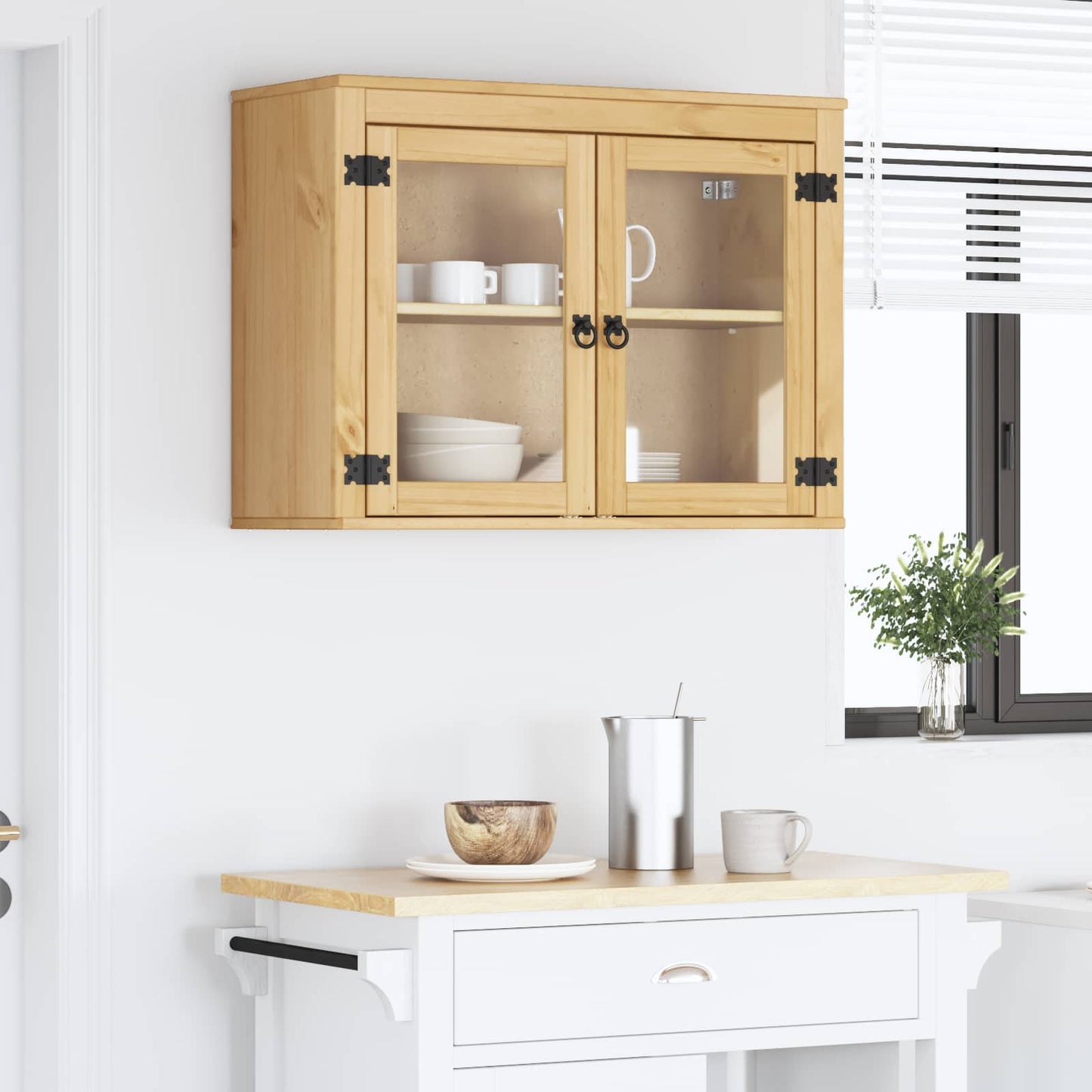 Cabinet SKI Mézes Barna 80 x 32 x 60 cm Tömör fenyőfa