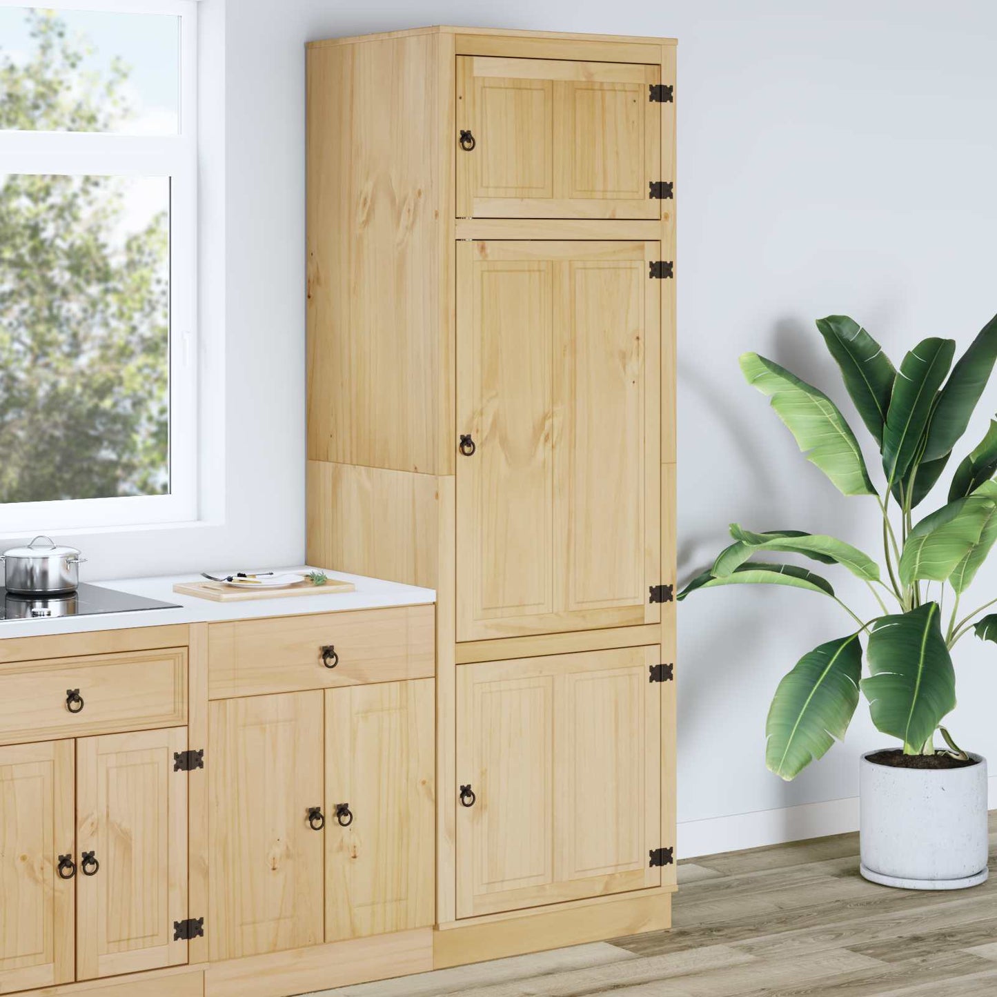 Cabinet SKI Mézes Barna 66 x 58 x 207 cm Tömör fenyőfa