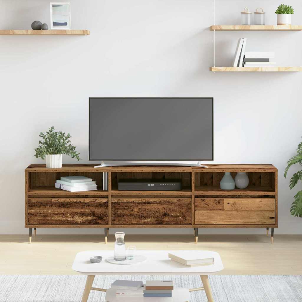 TV szekrény 150 x 30 x 45 cm Öreg fa Szerelt Fa
