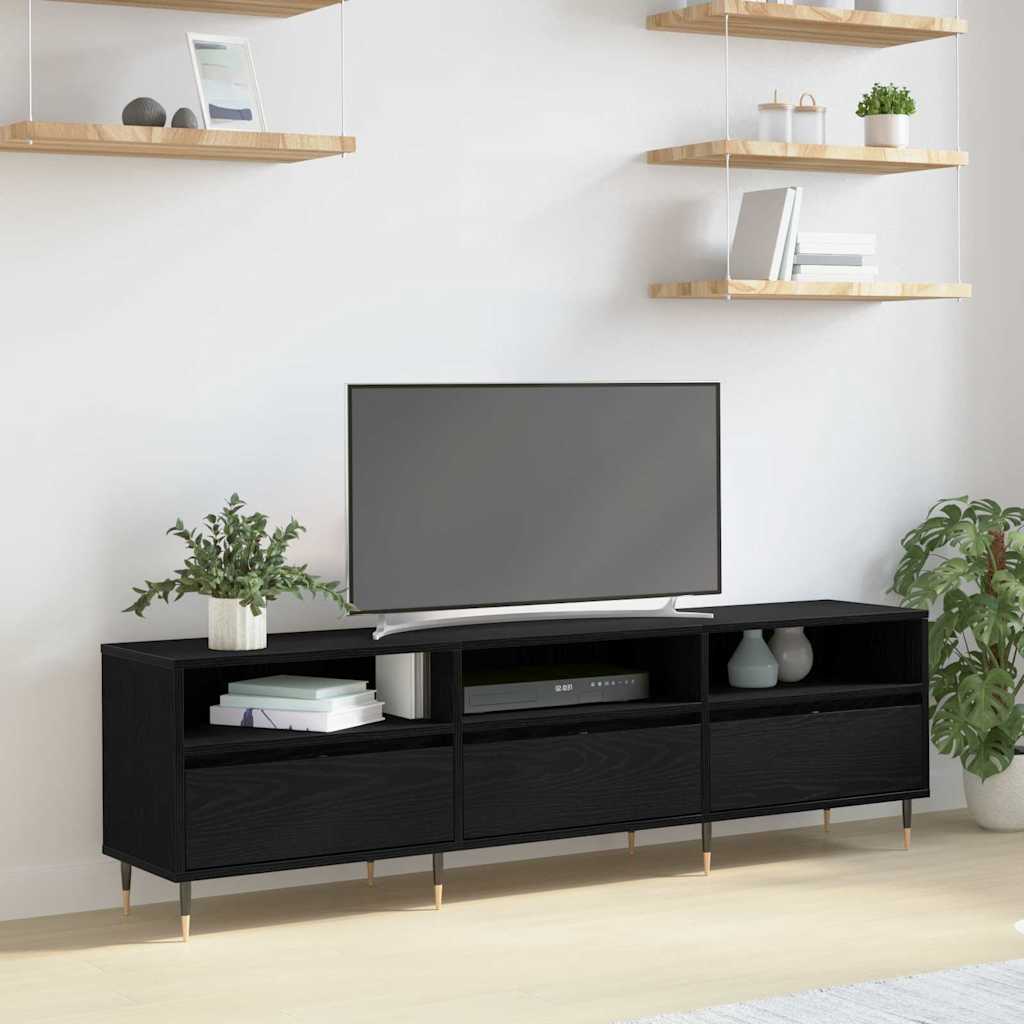 TV szekrény 150 x 30 x 45 cm Fekete tölgy Szerelt Fa