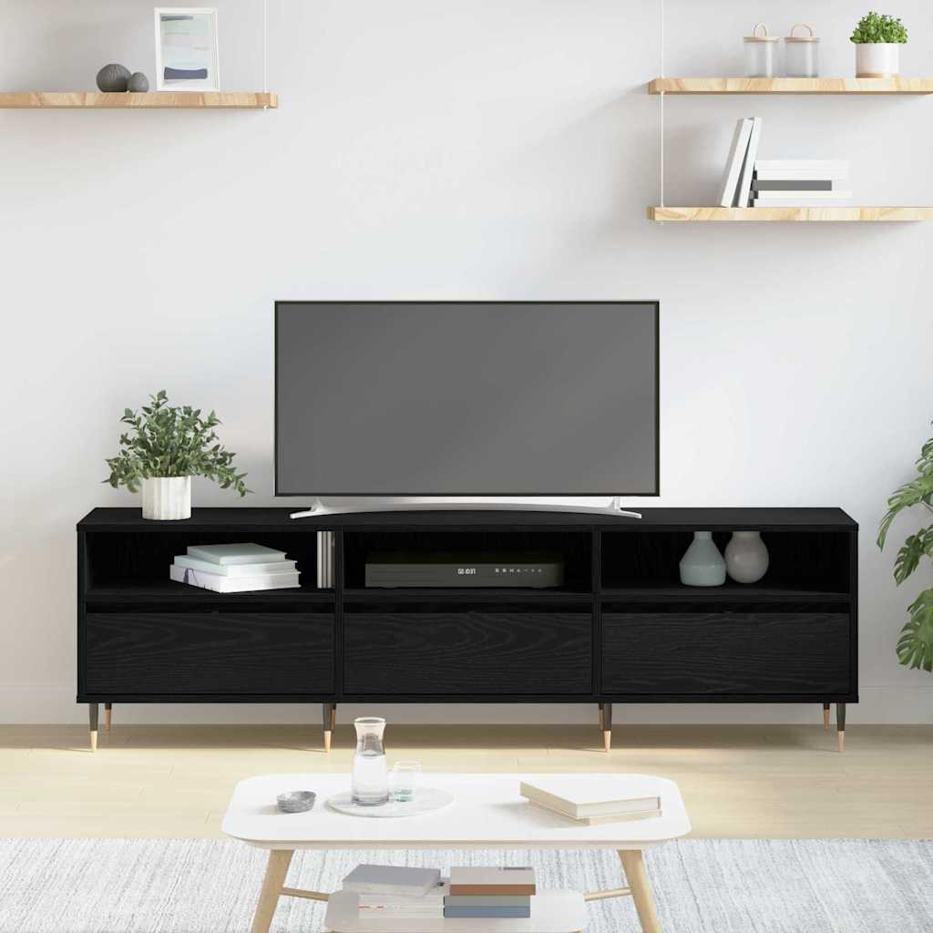 TV szekrény 150 x 30 x 45 cm Fekete tölgy Szerelt Fa