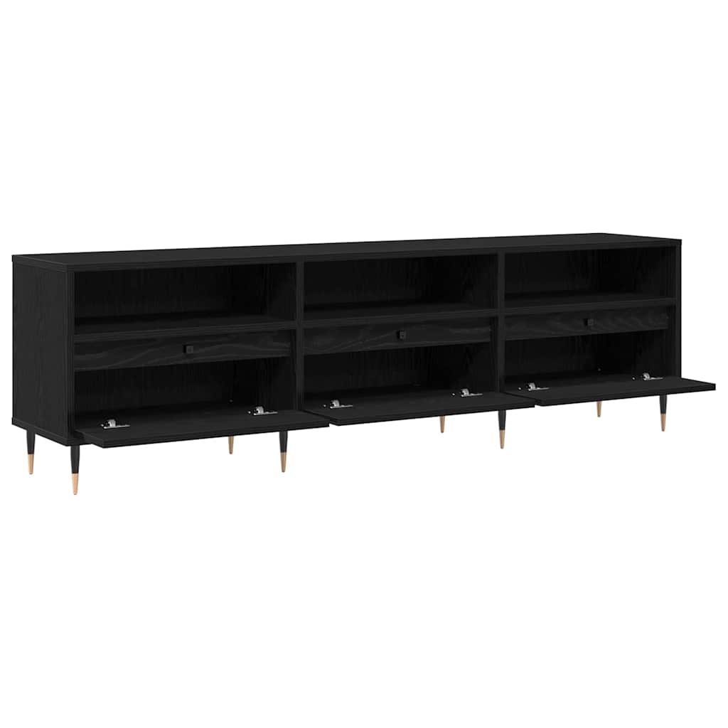 TV szekrény 150 x 30 x 45 cm Fekete tölgy Szerelt Fa