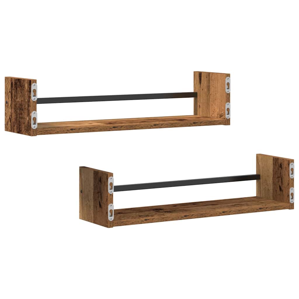 Falpolc Falra szerelhető 2 pcs Öreg fa 60 x 16 x 14 cm