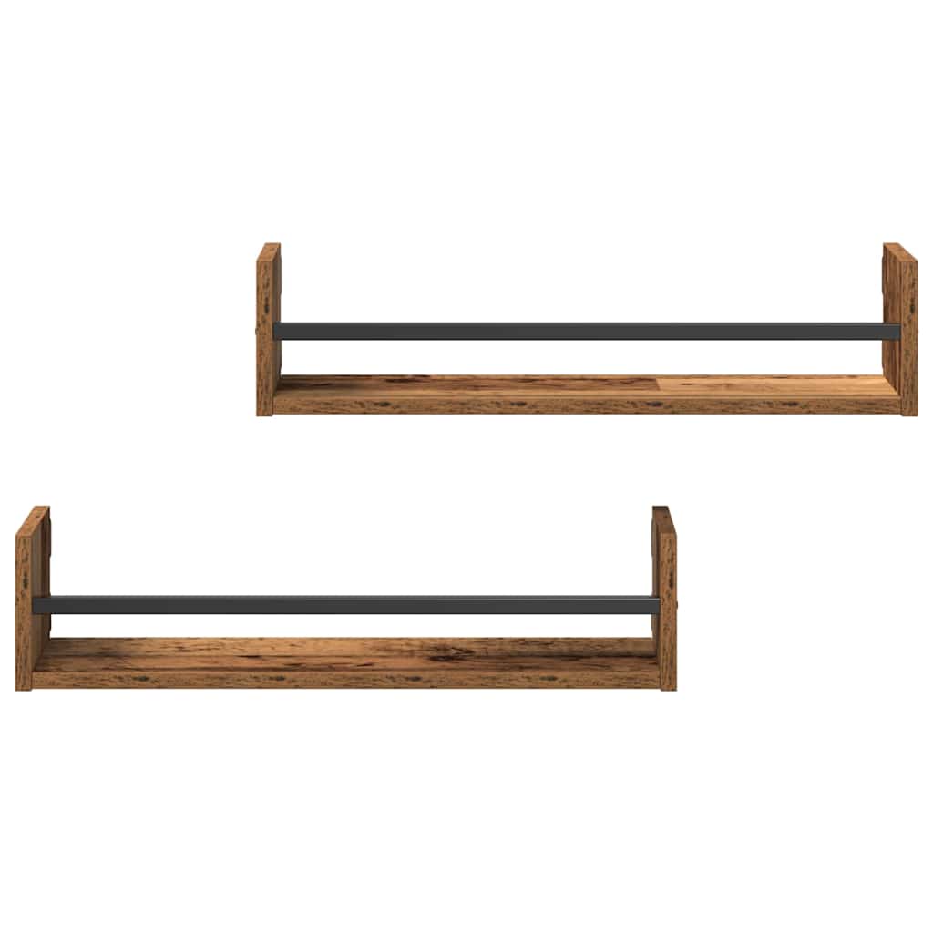 Falpolc Falra szerelhető 2 pcs Öreg fa 60 x 16 x 14 cm
