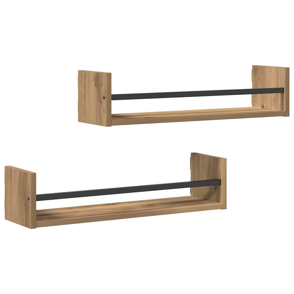 Falpolc Falra szerelhető 2 pcs Artisan tölgy 60 x 16 x 14 cm