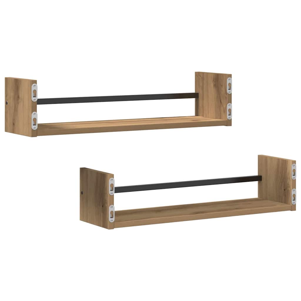 Falpolc Falra szerelhető 2 pcs Artisan tölgy 60 x 16 x 14 cm