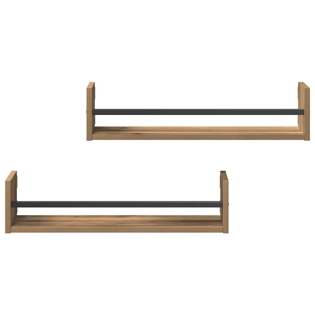 Falpolc Falra szerelhető 2 pcs Artisan tölgy 60 x 16 x 14 cm