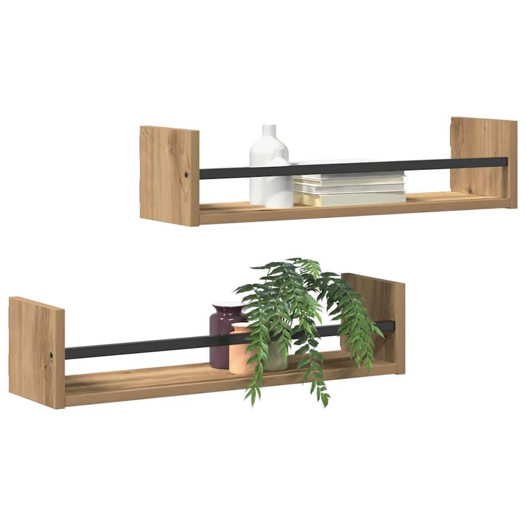 Falpolc Falra szerelhető 2 pcs Artisan tölgy 60 x 16 x 14 cm