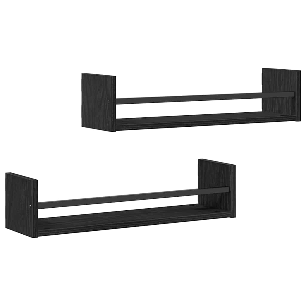 Falpolc Falra szerelhető 2 pcs Fekete tölgy 60 x 16 x 14 cm