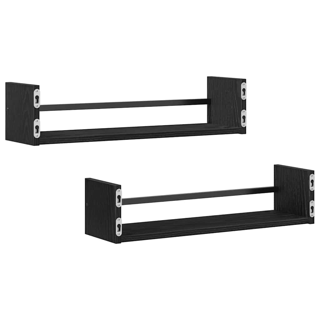 Falpolc Falra szerelhető 2 pcs Fekete tölgy 60 x 16 x 14 cm