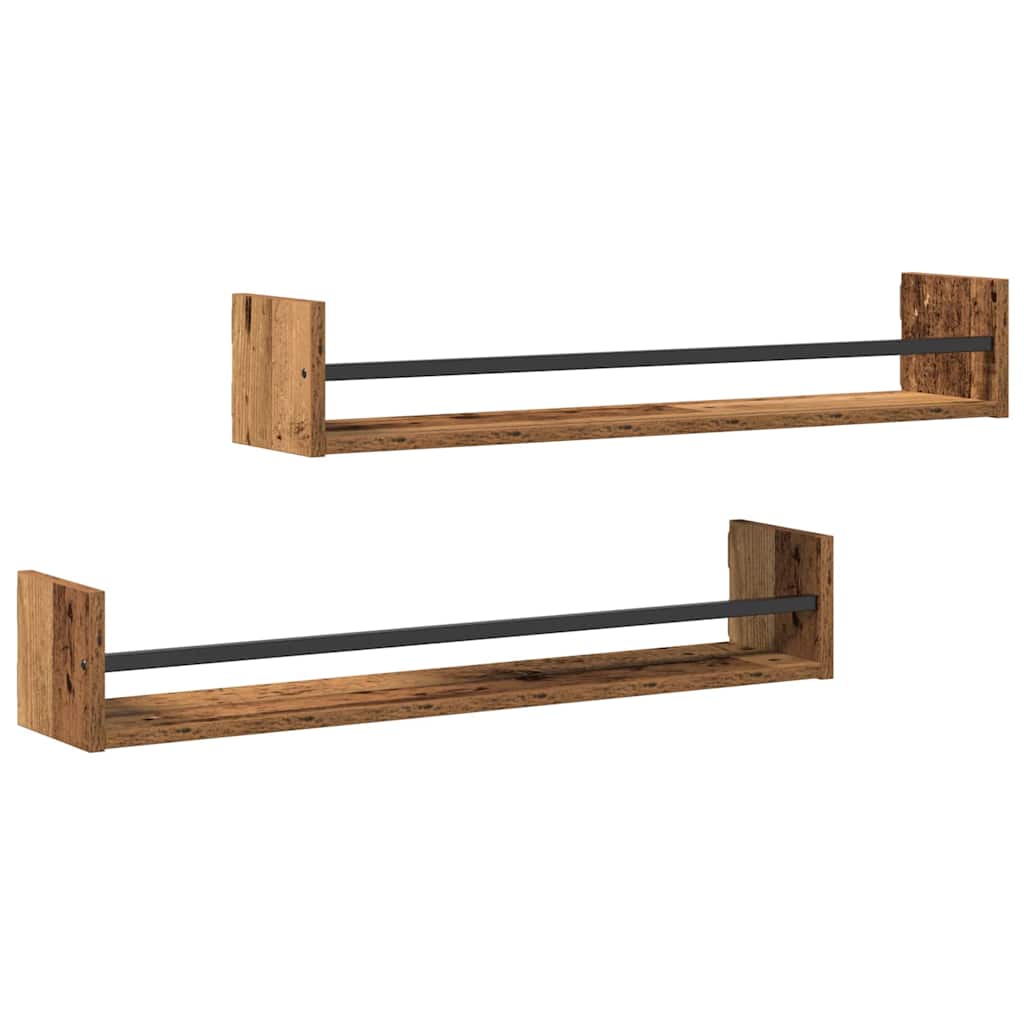 Falpolc Falra szerelhető 2 pcs Öreg fa 80 x 16 x 14 cm