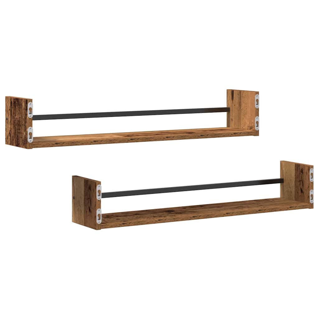Falpolc Falra szerelhető 2 pcs Öreg fa 80 x 16 x 14 cm
