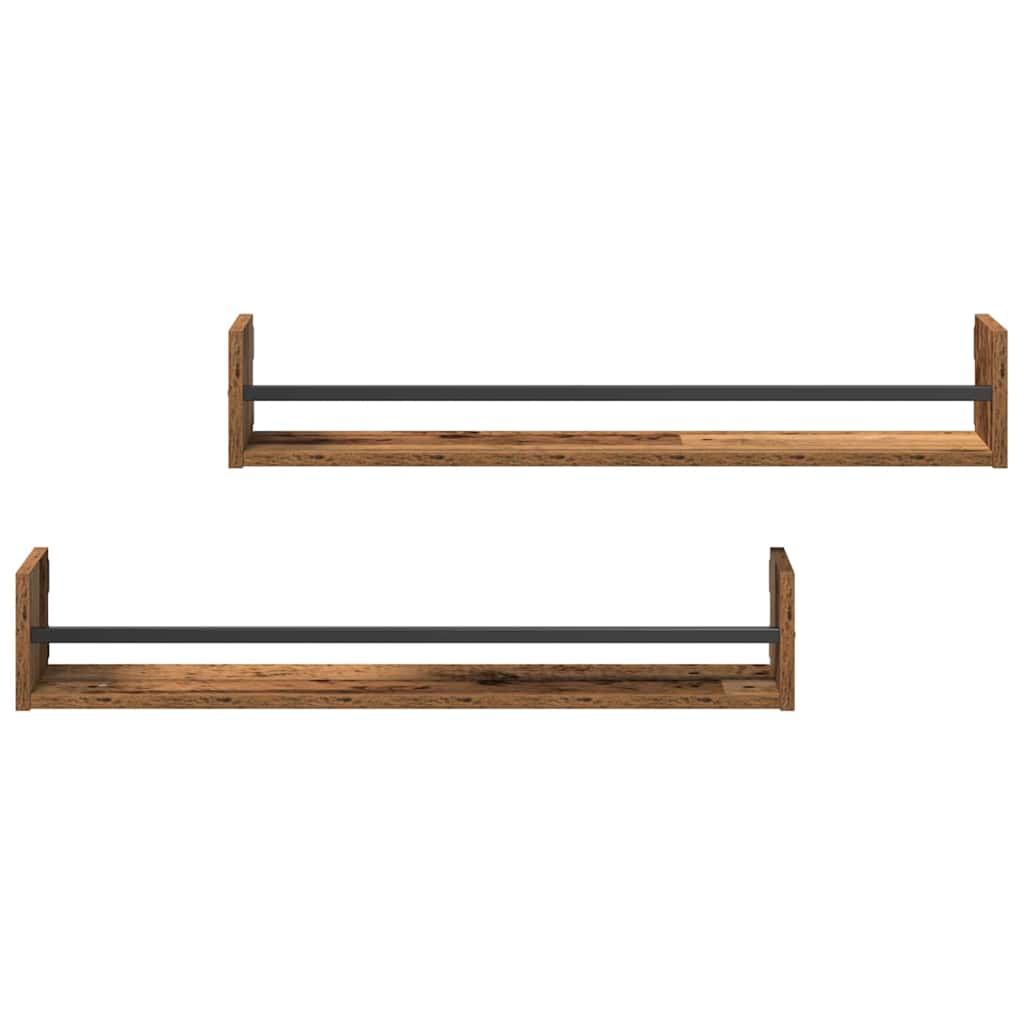 Falpolc Falra szerelhető 2 pcs Öreg fa 80 x 16 x 14 cm