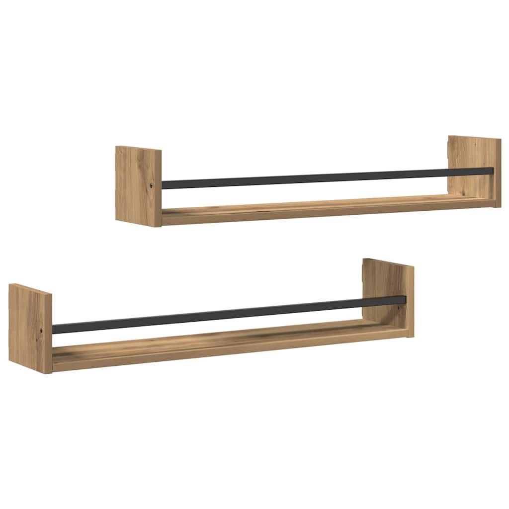 Falpolc Falra szerelhető 2 pcs Artisan tölgy 80 x 16 x 14 cm