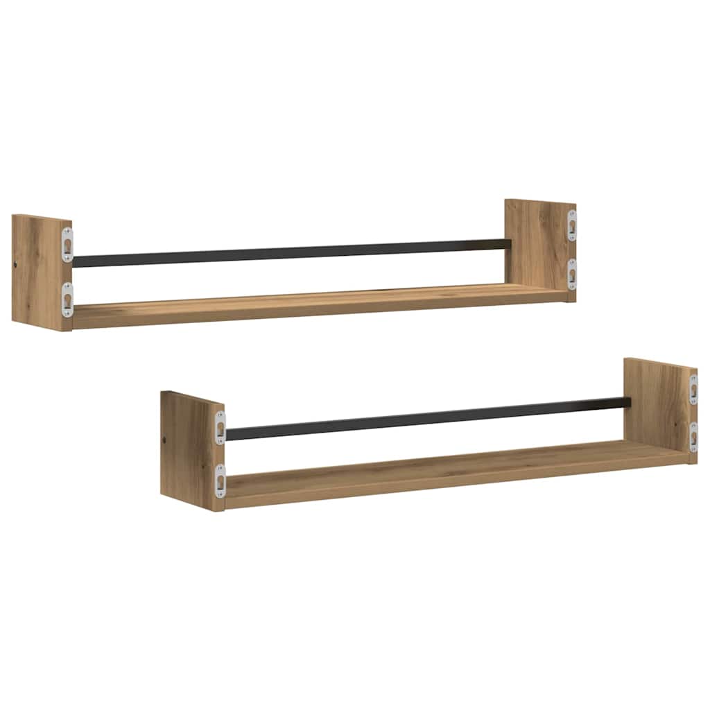 Falpolc Falra szerelhető 2 pcs Artisan tölgy 80 x 16 x 14 cm