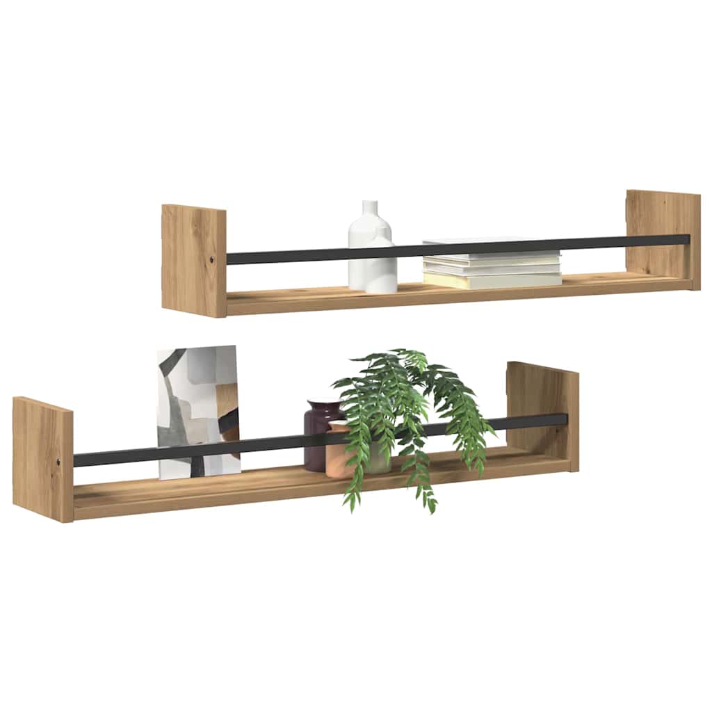 Falpolc Falra szerelhető 2 pcs Artisan tölgy 80 x 16 x 14 cm