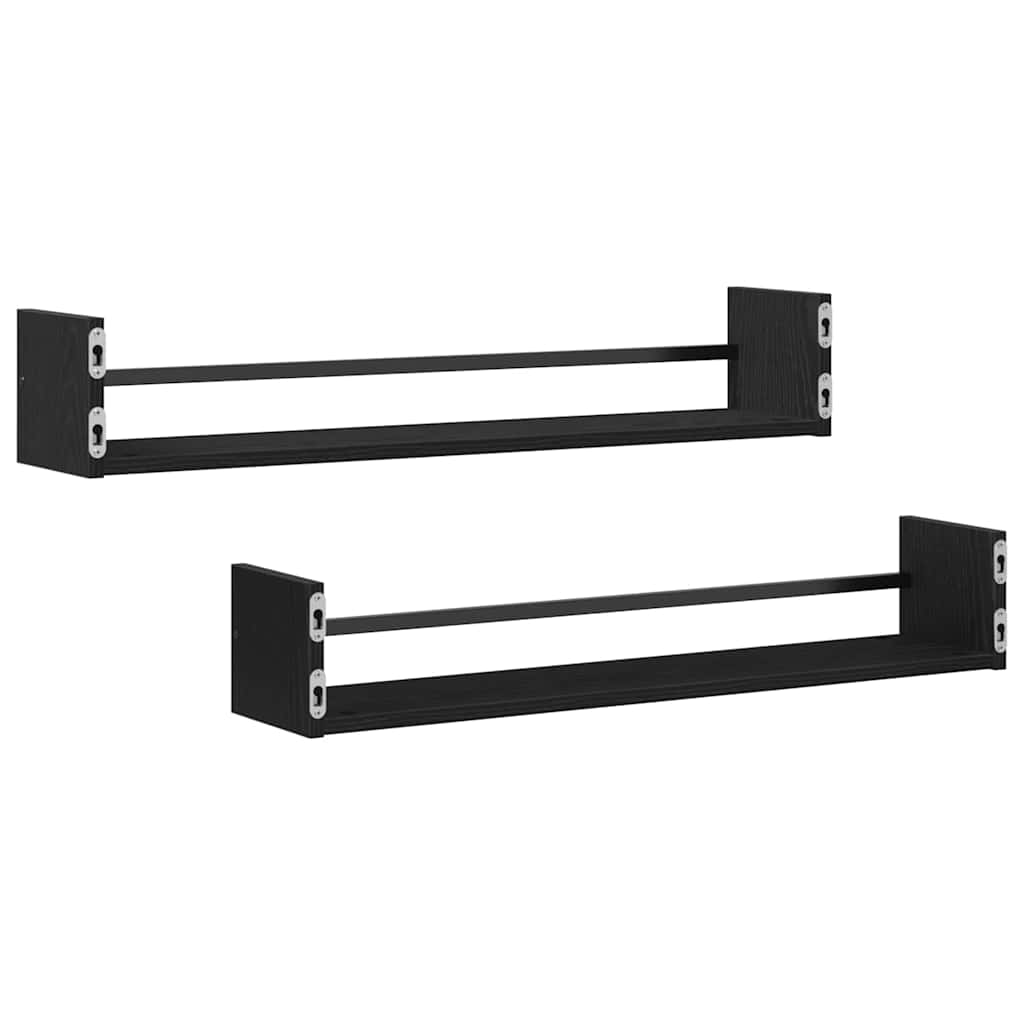 Falpolc Falra szerelhető 2 pcs Fekete tölgy 80 x 16 x 14 cm