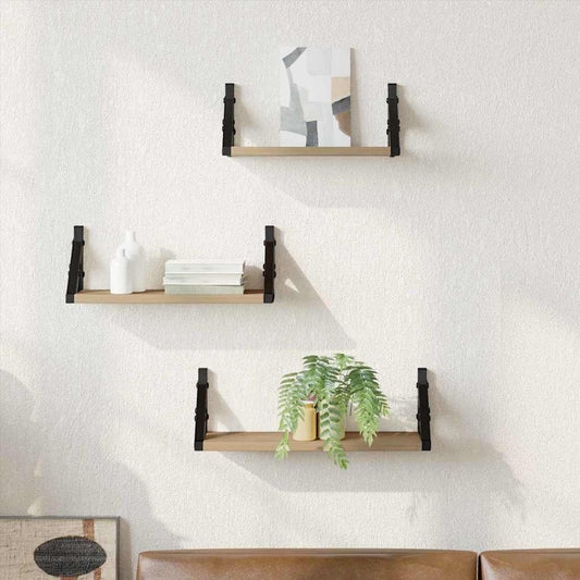 Falpolc Falra szerelhető tárolóval 3 pcs Füstös tölgy