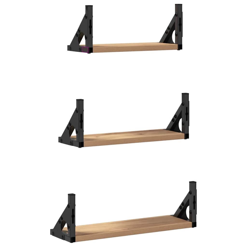 Falpolc Falra szerelhető 3 pcs Füstös tölgy 37 x 12 x 13 cm