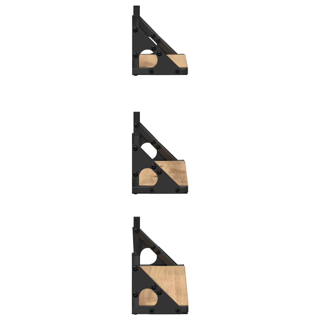 Falpolc Falra szerelhető 3 pcs Füstös tölgy 37 x 12 x 13 cm