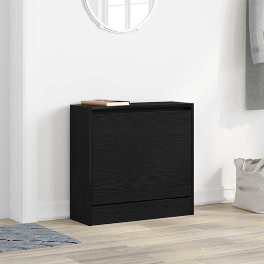 Cipőszekrény polcokkal Fekete tölgy 60 x 21 x 57 cm Faanyag