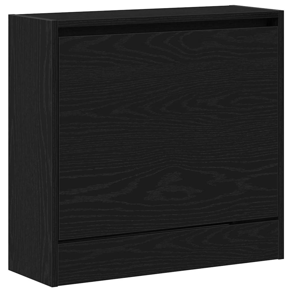 Cipőszekrény 60 x 21 x 57 cm Szerelt Fa Fekete tölgy