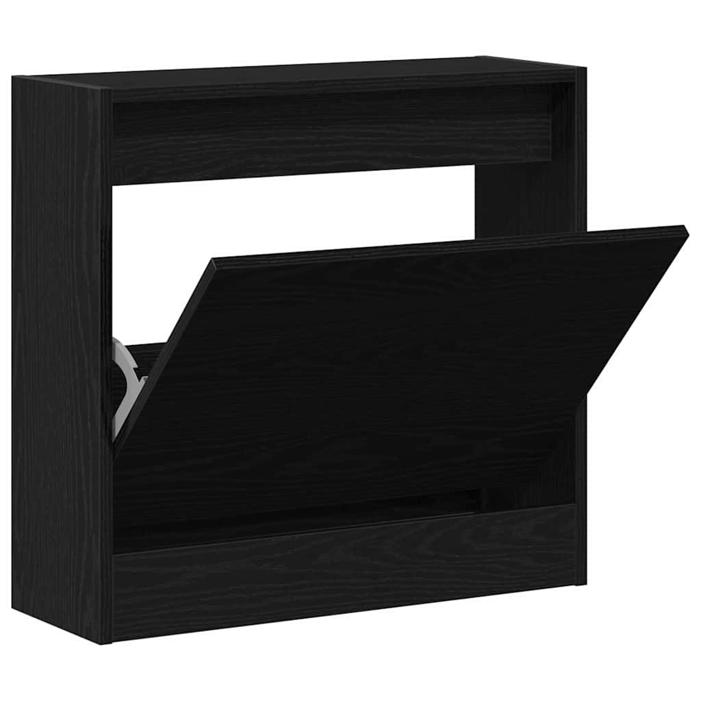 Cipőszekrény 60 x 21 x 57 cm Szerelt Fa Fekete tölgy