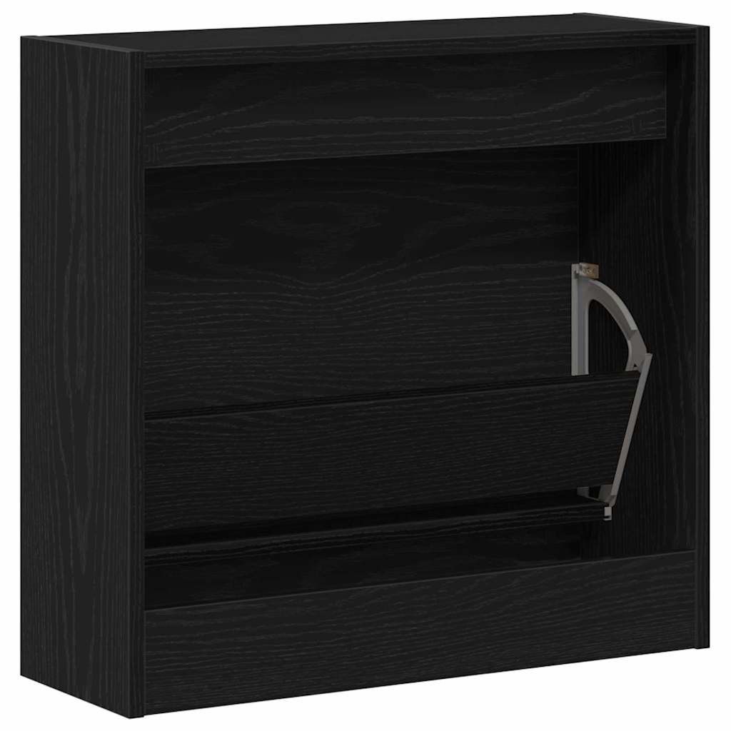 Cipőszekrény 60 x 21 x 57 cm Szerelt Fa Fekete tölgy