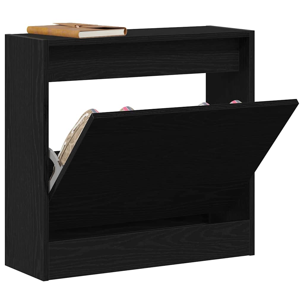 Cipőszekrény 60 x 21 x 57 cm Szerelt Fa Fekete tölgy