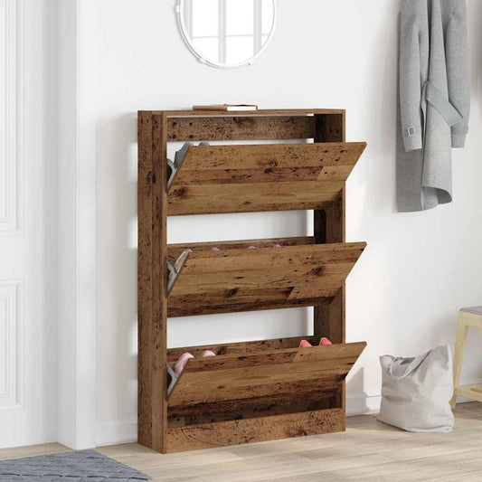 Cipőszekrény polcokkal Öreg fa 80 x 21 x 125,5 cm Faanyag