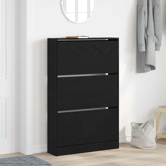 Cipőszekrény polcokkal Fekete tölgy 80 x 21 x 125,5 cm Faanyag