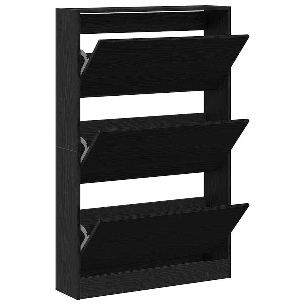 Cipőszekrény 80 x 21 x 125,5 cm Szerelt Fa Fekete tölgy