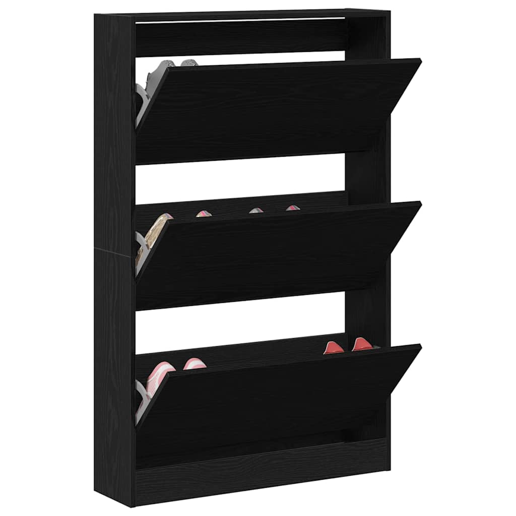 Cipőszekrény 80 x 21 x 125,5 cm Szerelt Fa Fekete tölgy