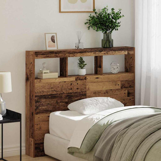 Fejtámla LED -es lámpákkal Öreg fa 120 x 17 x 102 cm Faanyag