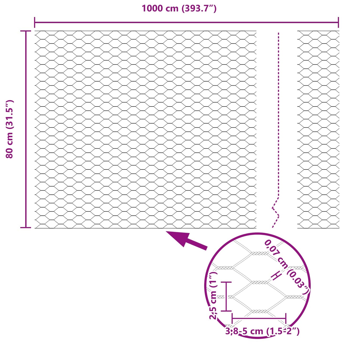 Hexagon kerítés Zöld 0,8 x 10 m PVC