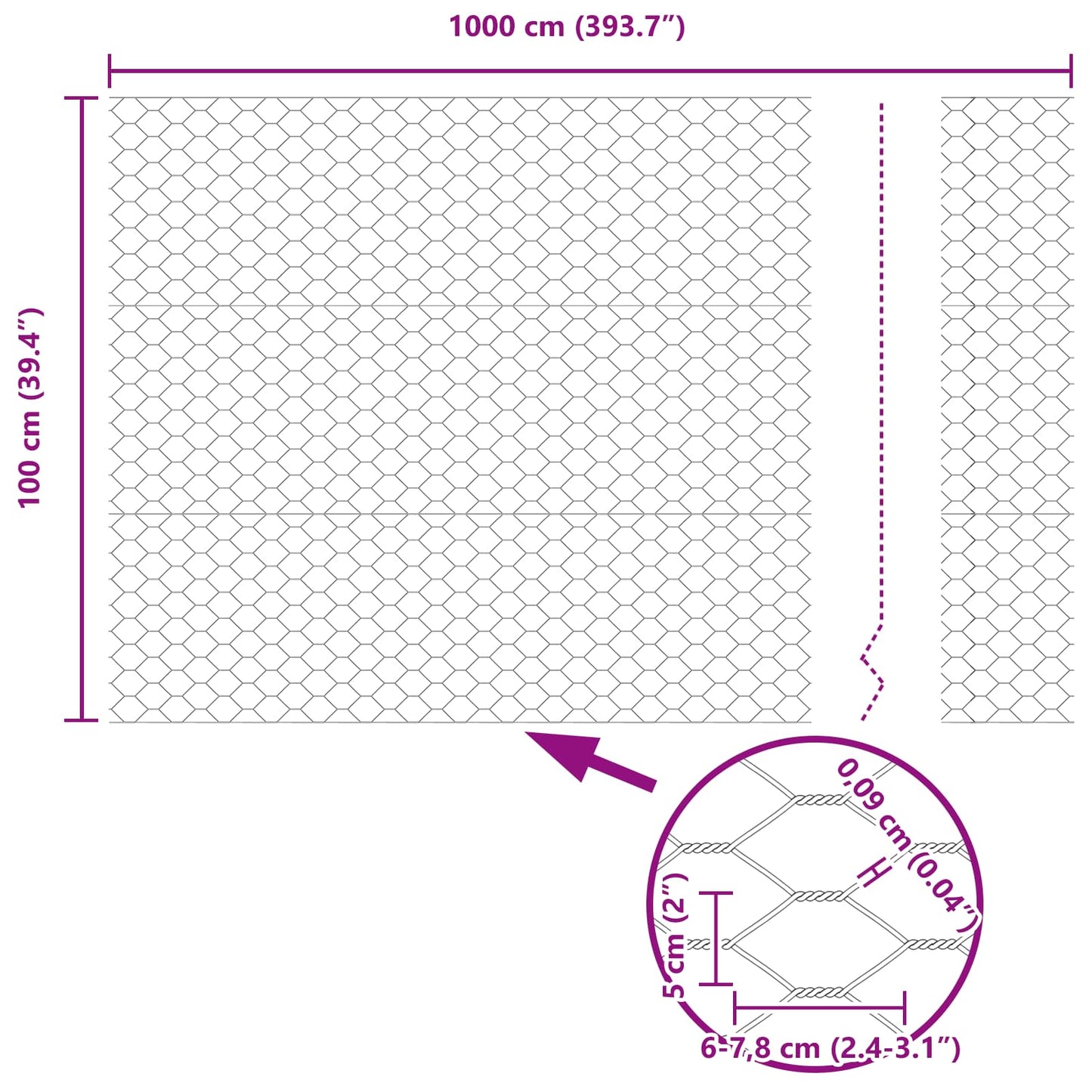 Hexagon kerítés Zöld 1 x 10 m PVC