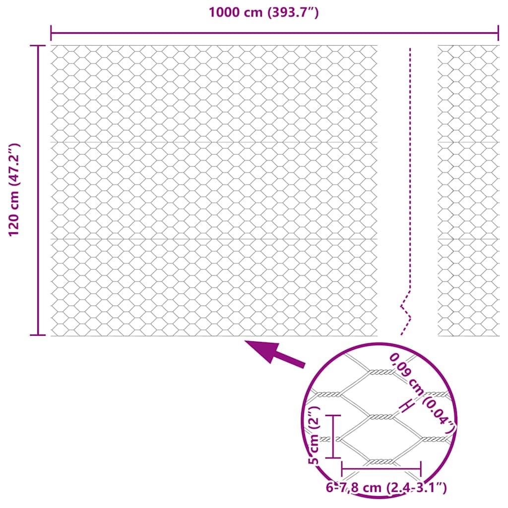 Hexagon kerítés Szürke 1,2 x 10 m PVC