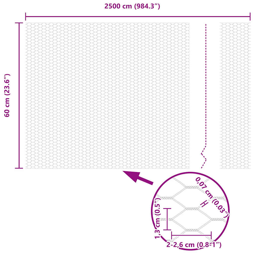 Hexagon kerítés Szürke 0,6 x 25 m PVC