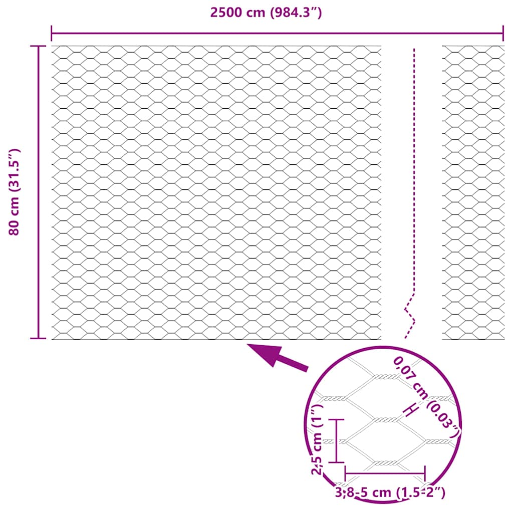 Hexagon kerítés Szürke 0,8 x 25 m PVC