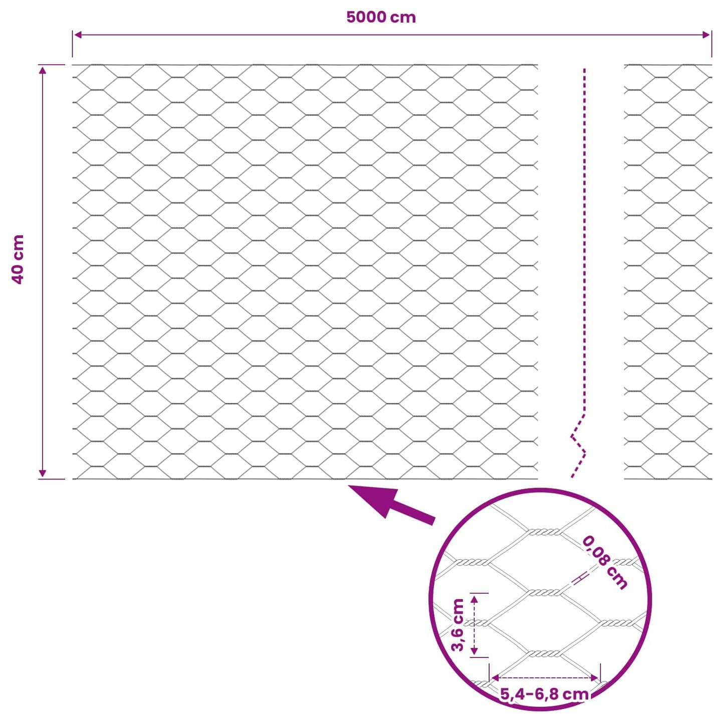 Hexagon kerítés Szürke 0,4 x 50 m PVC