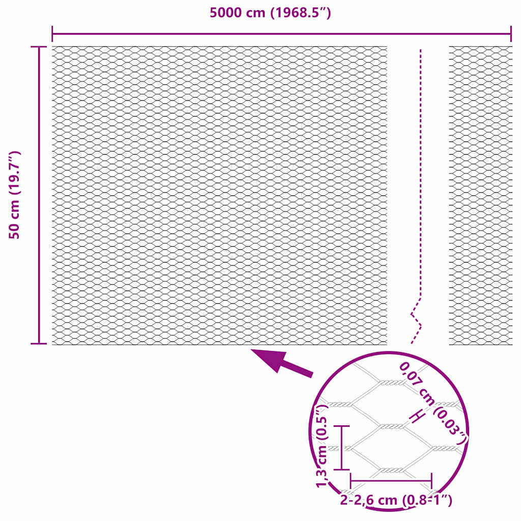 Hexagon kerítés Szürke 0,5 x 50 m PVC