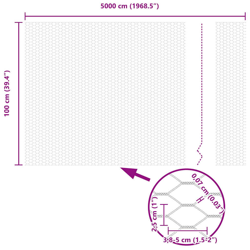 Hexagon kerítés Szürke 1 x 50 m PVC