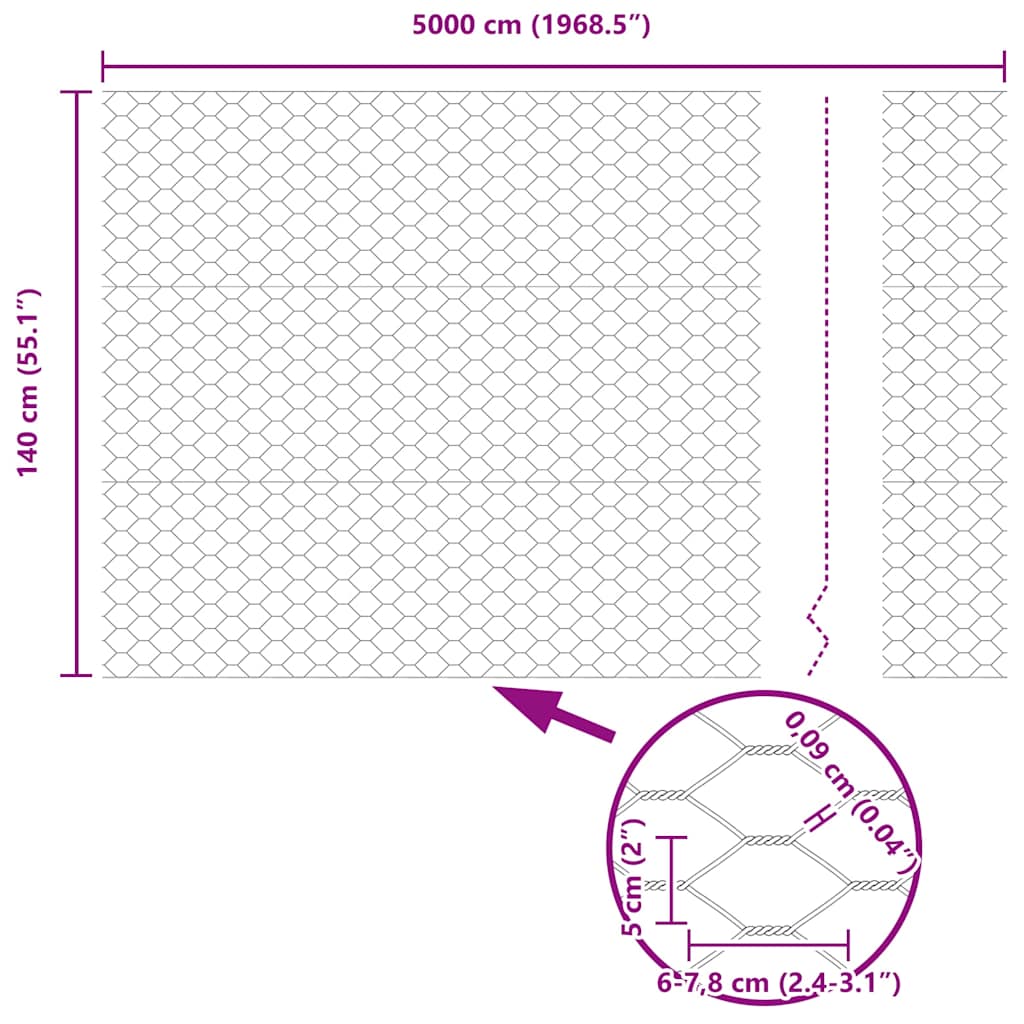Hexagon kerítés Szürke 1,4 x 50 m PVC