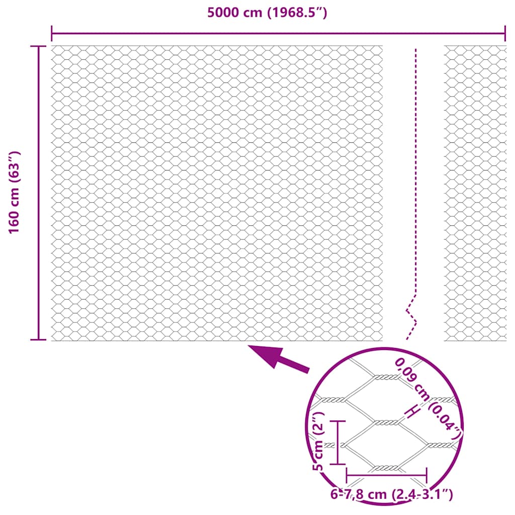Hexagon kerítés Szürke 1,6 x 50 m PVC