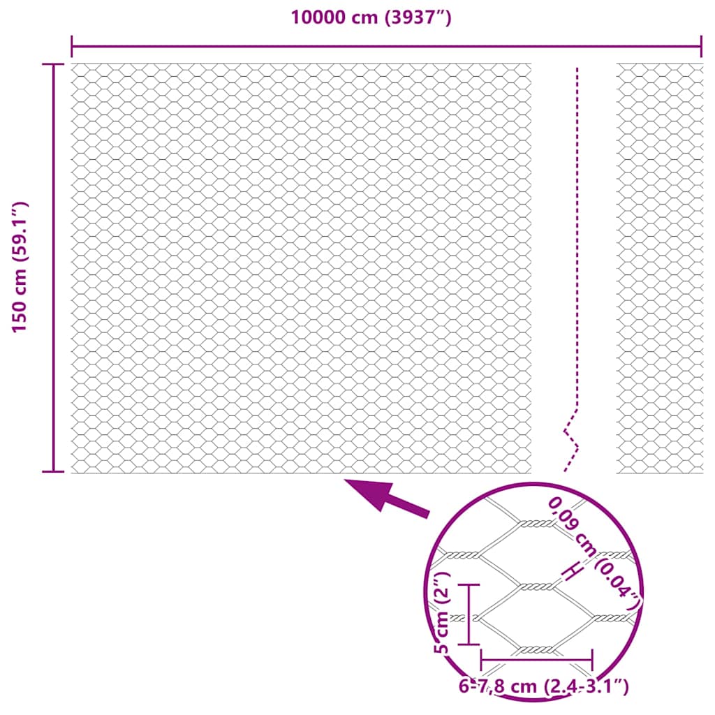 Hexagon kerítés Szürke 1,5 x 100 m PVC