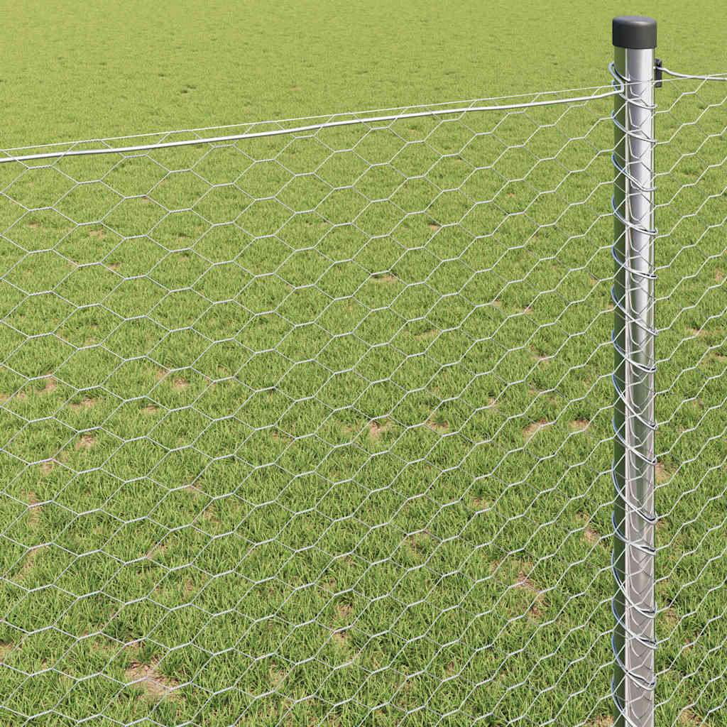 Hexagon kerítés Ezüst 0,8 x 10 m Horganyzott acél